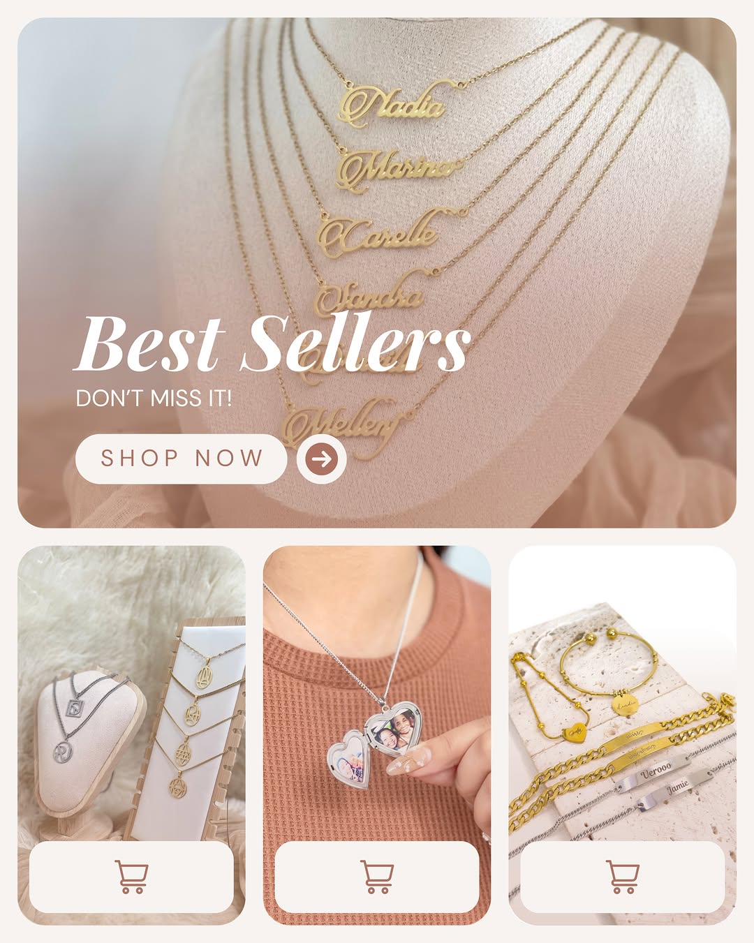 Marilag Accessories 6th anniversary collection display — gold jewelry pieces arranged on a flat lay