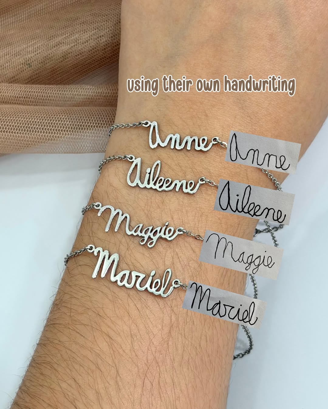 Second handwriting name necklace variant showing different script font options